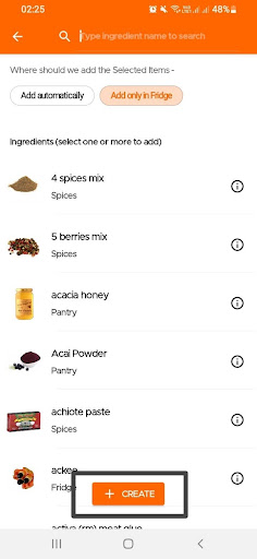 Create dish/leftover option in inventory